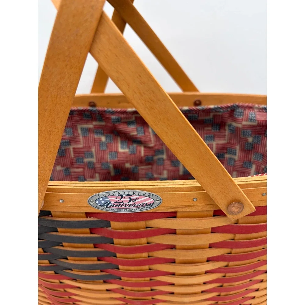 Longaberger Baskets 1998 Collectors Club 25th Anniversary Patriotic Flag Basket